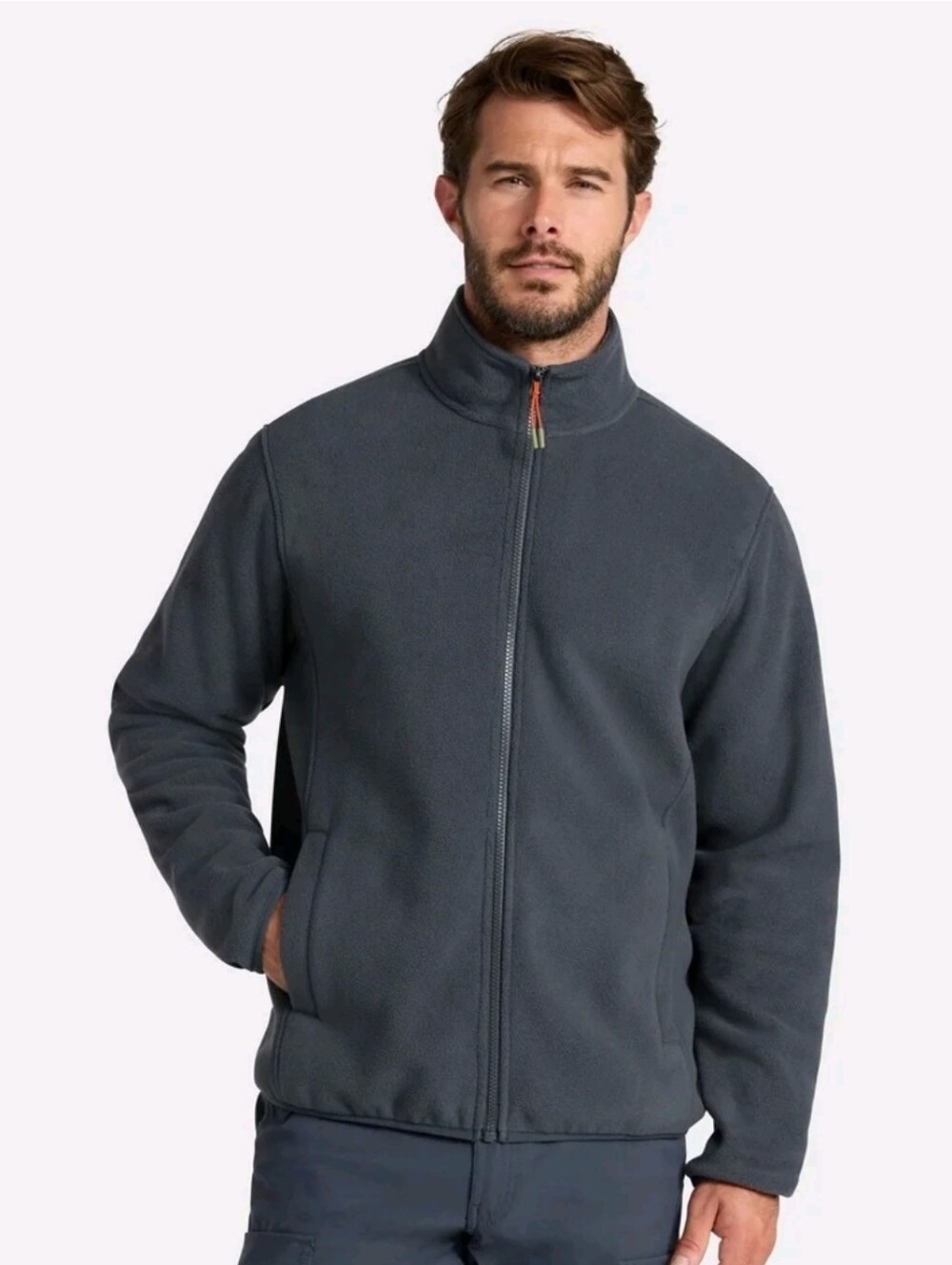 Ozark Trail Mens Fleece Jacket Large Gray Full Zip Gorpcore Cozy Warm Hiking